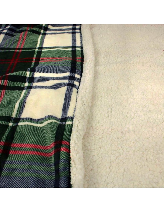 Plaid sherpa quadrillage bleu/vert 150 x 200 cm