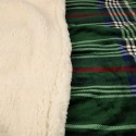 Plaid sherpa quadrillage blanc/vert 150 x 200 cm