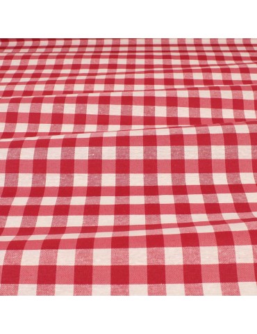 Tissu enduit carreaux 15 mm rouge/blanc