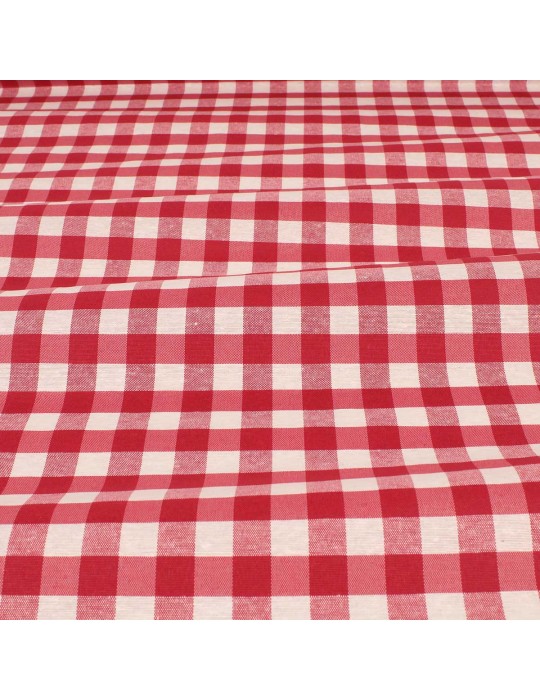 Tissu enduit carreaux 15 mm rouge/blanc