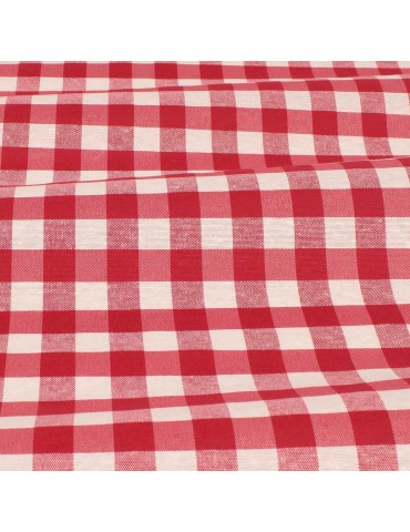 Tissu enduit carreaux 15 mm rouge/blanc