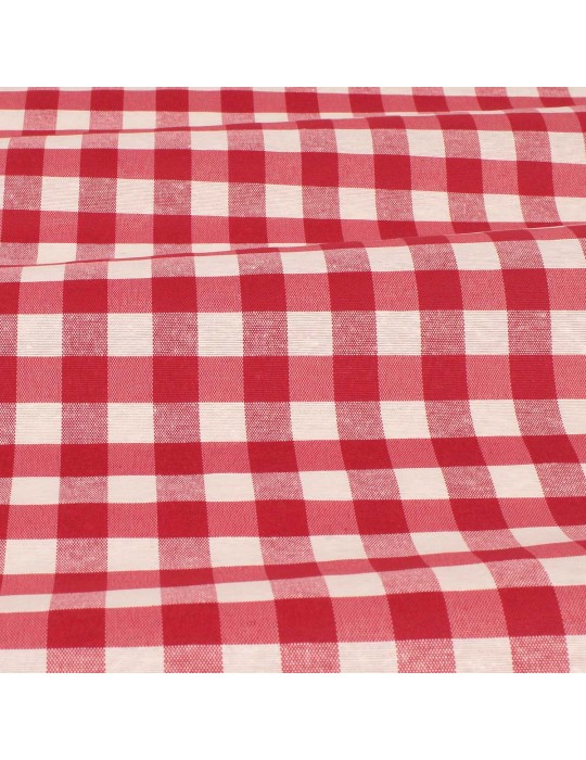 Tissu enduit carreaux 15 mm rouge/blanc