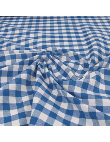 Tissu coton/polyester carreaux bleu