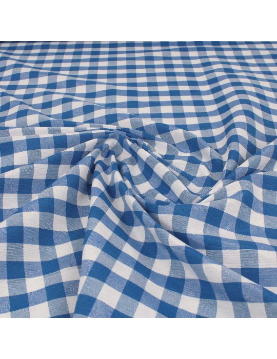 Tissu coton/polyester carreaux bleu