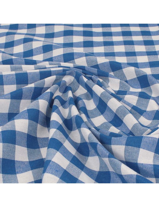 Tissu coton/polyester carreaux bleu