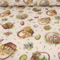 Tissu coton/polyester œufs de Pâques blanc