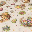 Tissu coton/polyester œufs de Pâques blanc