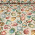 Tissu coton/polyester œufs de Pâques multicolore Tissu coton/polyester œufs de Pâques multicolore