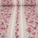 Tissu coton/polyester fleurs roses