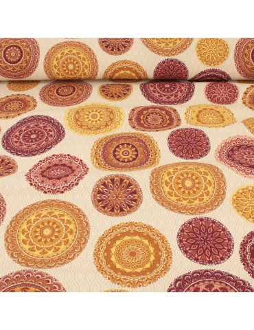 Tissu demi panama mandala ocre