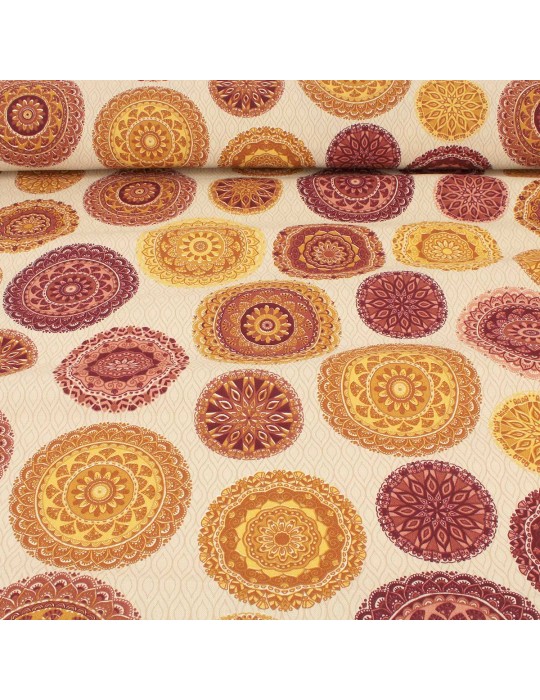 Tissu demi panama mandala ocre