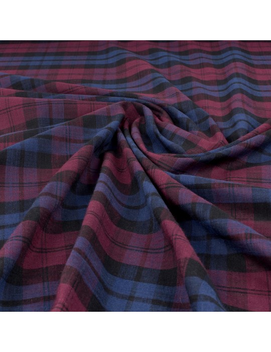 Tissu cretonne carreaux violet/bleu