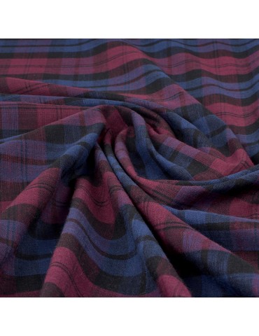 Tissu cretonne carreaux violet/bleu