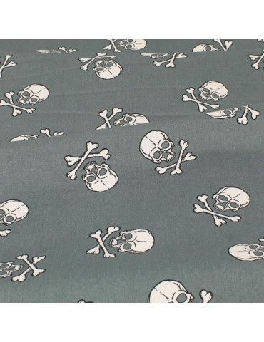Tissu popeline imprimé tête de mort