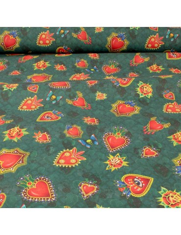 Tissu enduit coton/polyester cœur/crâne