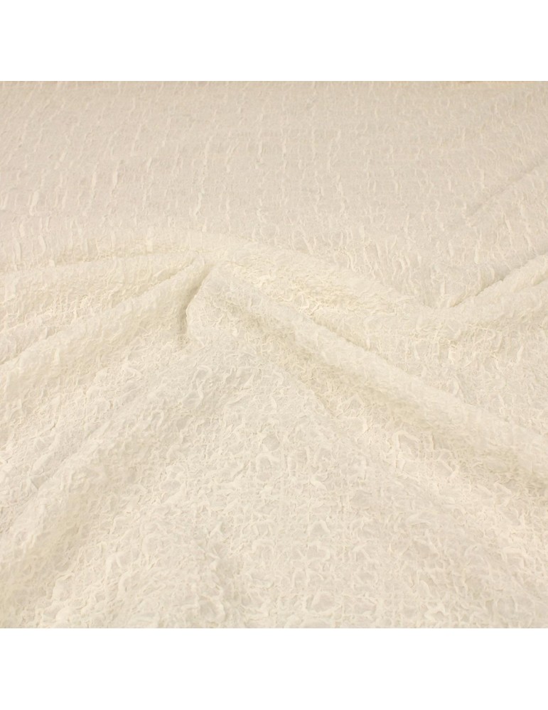 Tissu soie/élasthanne froissé blanc Tissu soie/élasthanne froissé blanc