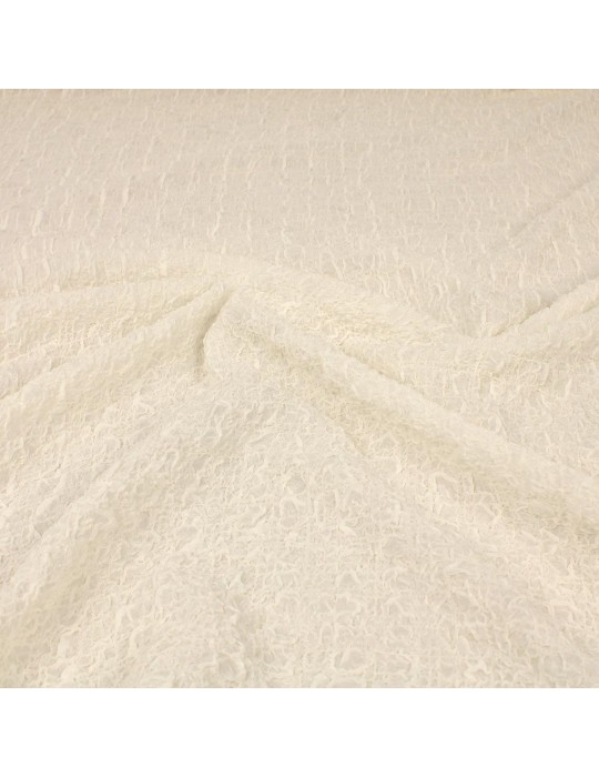 Tissu soie/élasthanne froissé blanc