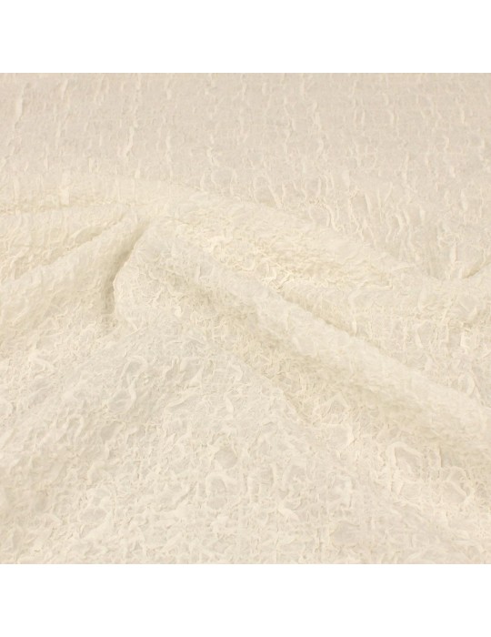 Tissu soie/élasthanne froissé blanc