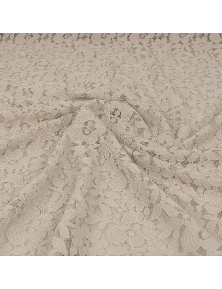 Tissu dentelle floral beige