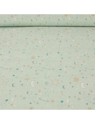 Tissu percale de coton berceuse bleu