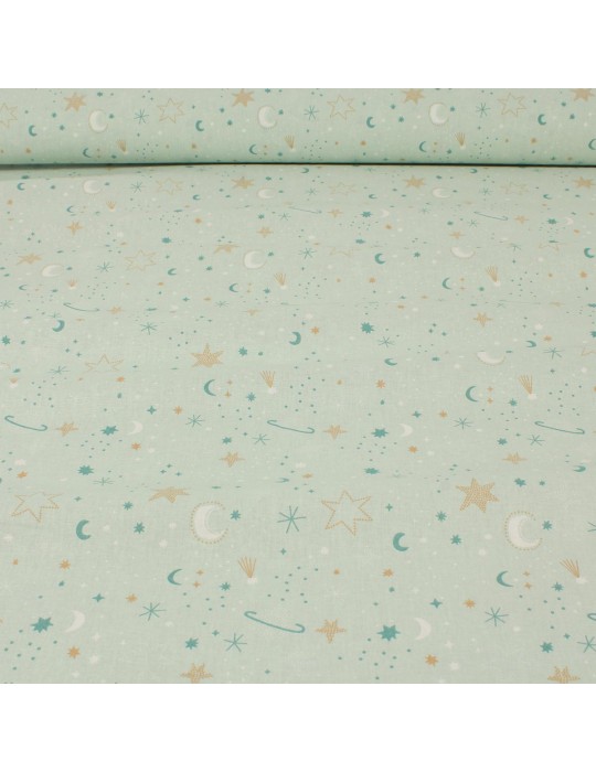 Tissu percale de coton berceuse bleu