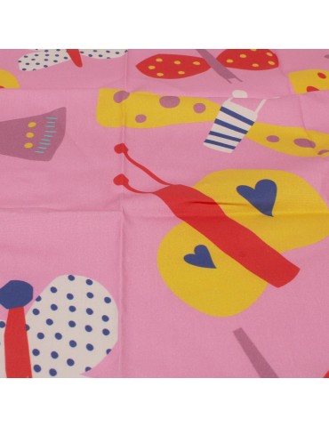 Coupon patchwork coton papillon rose 45 x 48 cm