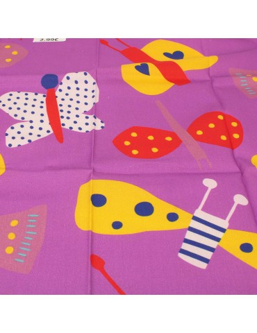 Coupon patchwork coton papillon violet 45 x 48 cm