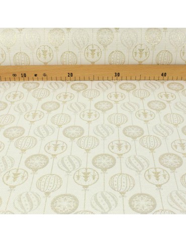 Tissu jacquard noël lurex écru