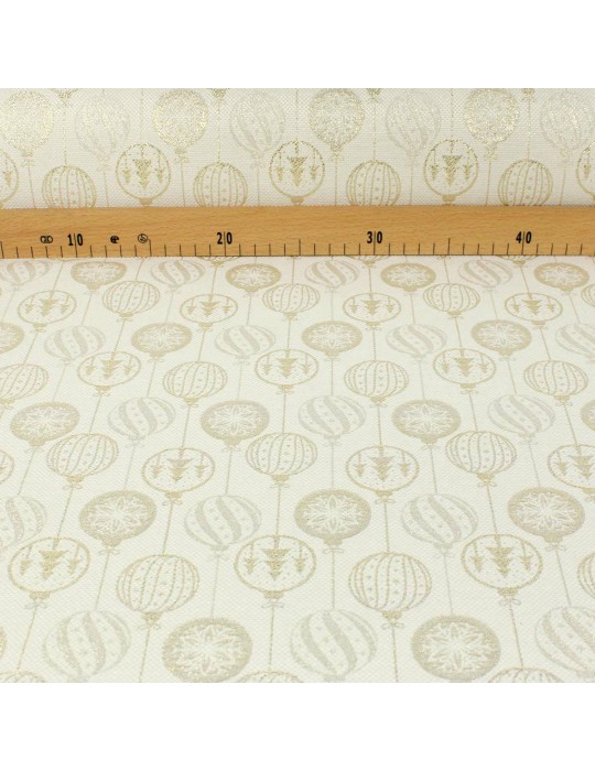 Tissu jacquard noël lurex écru