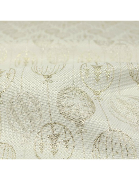 Tissu jacquard noël lurex écru