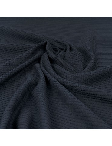 Tissu jersey côtelé uni marine