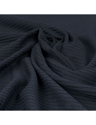 Tissu jersey côtelé uni marine