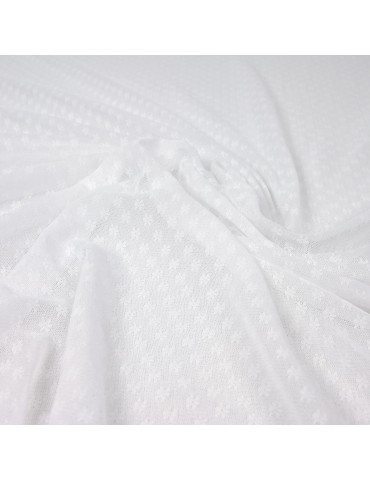 Tissu maille mini fleur blanc
