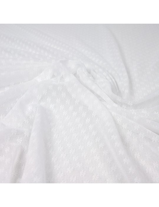Tissu maille mini fleur blanc