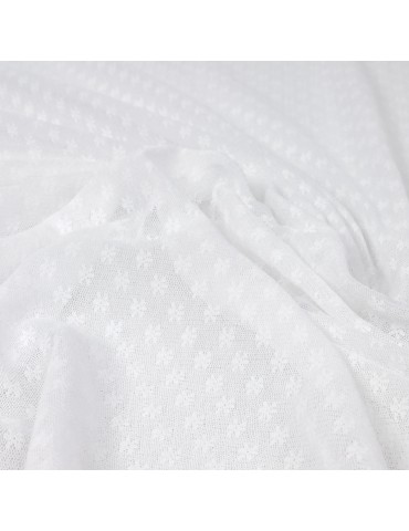 Tissu maille mini fleur blanc