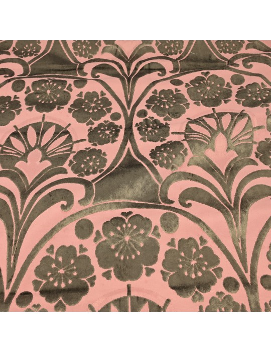 Coupon ameublement rose floqué velours 300 x 145 cm