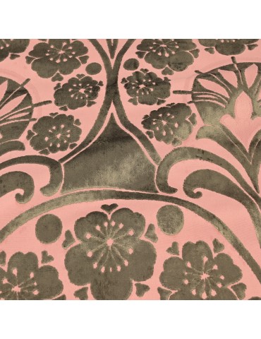 Coupon ameublement rose floqué velours 300 x 145 cm