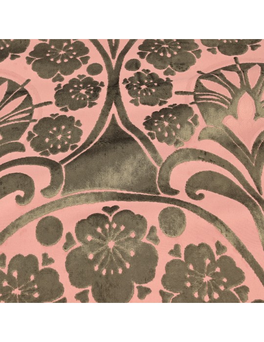 Coupon ameublement rose floqué velours 300 x 145 cm
