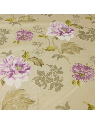 Coupon taffetas doré/fleurs 300 x 145 cm