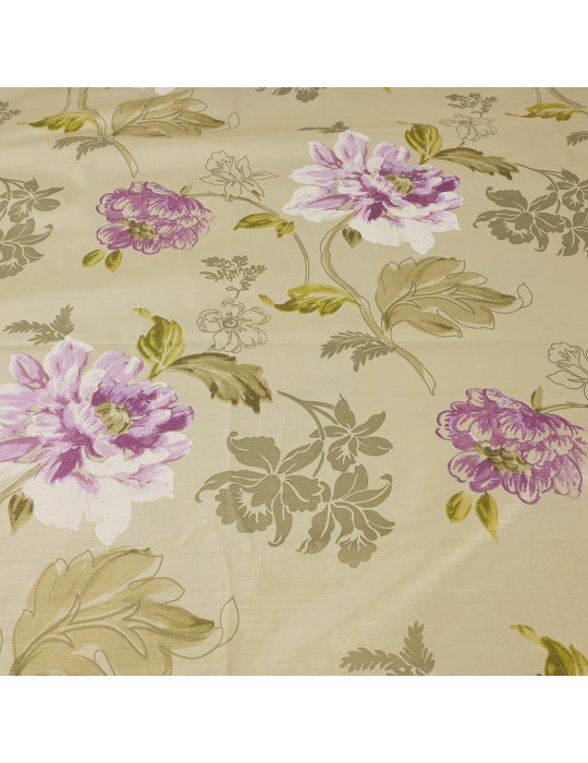 Coupon taffetas doré/fleurs 300 x 145 cm