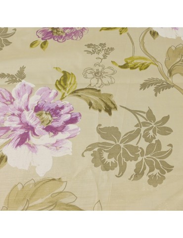 Coupon taffetas doré/fleurs 300 x 145 cm