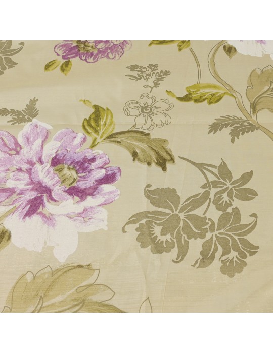 Coupon taffetas doré/fleurs 300 x 145 cm