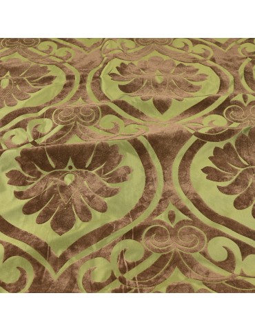 Coupon taffetas floqué velours vert 300 x 145 cm
