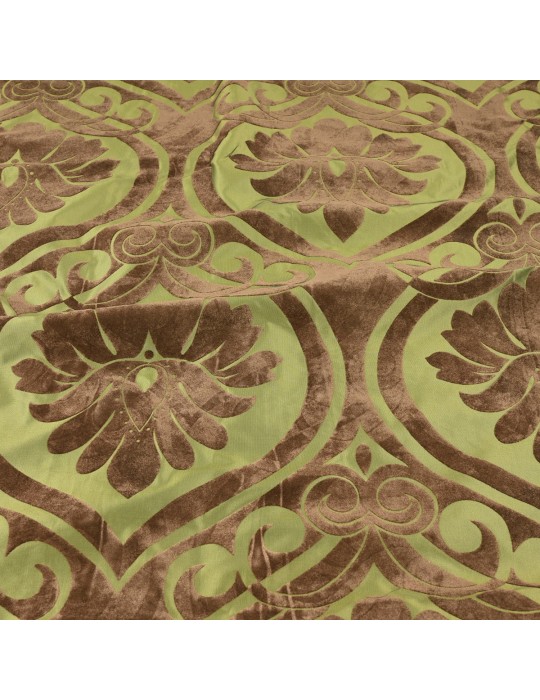 Coupon taffetas floqué velours vert 300 x 145 cm