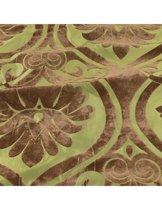Coupon taffetas floqué velours vert 300 x 145 cm