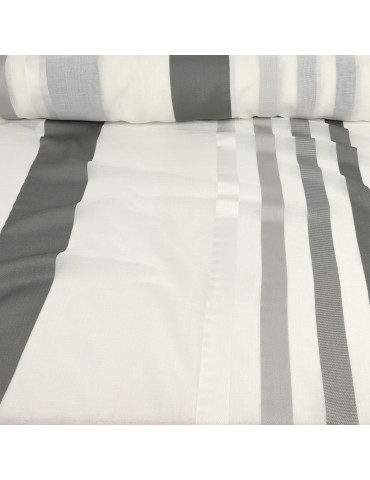 Voilage étamine rayure 320 cm gris/blanc