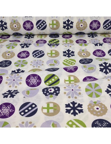 Tissu d'ameublement flocons grande largeur blanc
