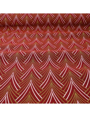 Tissu jacquard art déco bordeaux