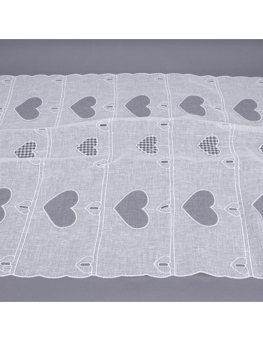 Voilage modulable cœurs gris 68 cm