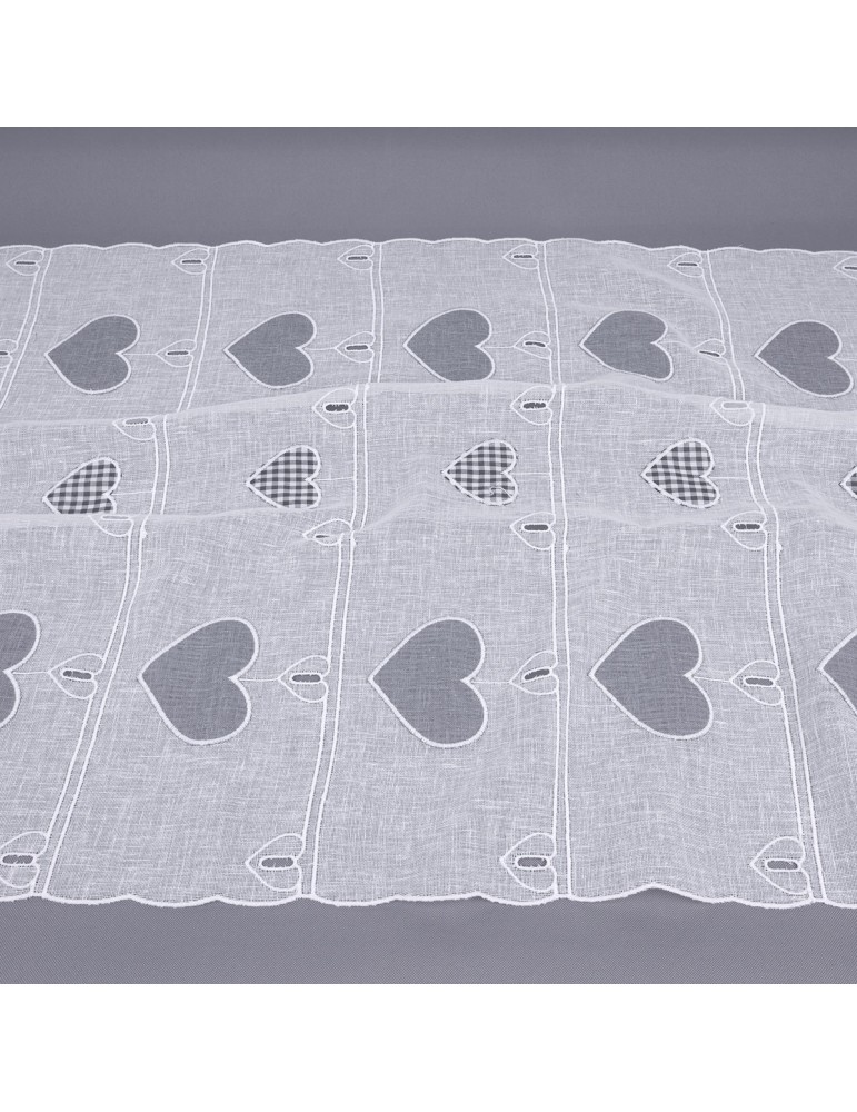 Voilage modulable cœurs gris 68 cm